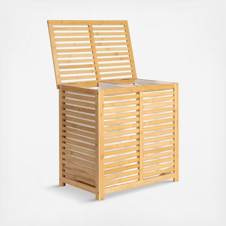 Household Essentials, Bamboo & Cotton Double Laundry Hamper | Zola