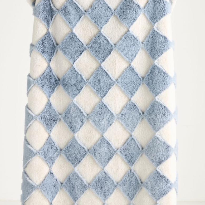 Chella Checkered Faux Fur Throw Blanket