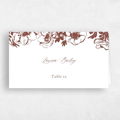 White Wedding Place Card - Anemone