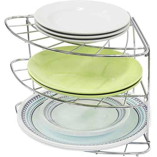 Simple Houseware 3-Tier Counter Corner Shelf Organizer, Chrome