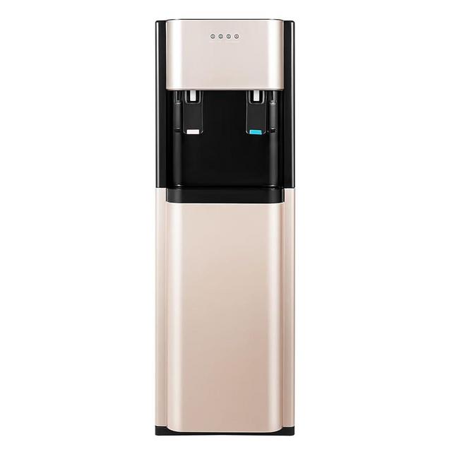 Bottom Loading Water Dispenser for 5 Gallon Bottles, Stainless Steel Water Dispenser with Hot&Cold Water, Freestanding Water Cooler for Offices Home, Overload Protection, Dry Burning Protection, Gold