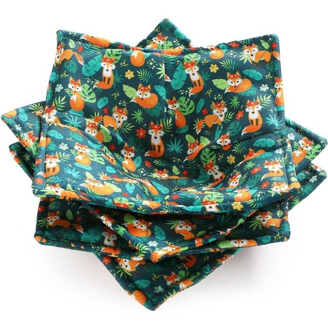 Cunhill Cotton Microwave Bowl Holders Bowl Hot Pads Heat Resistant Bowl Potholders Multipurpose Holders Quilted Bowl Cozy for Soup Bowl Hot Pads Kitchen Supply (Green, Fox Style)