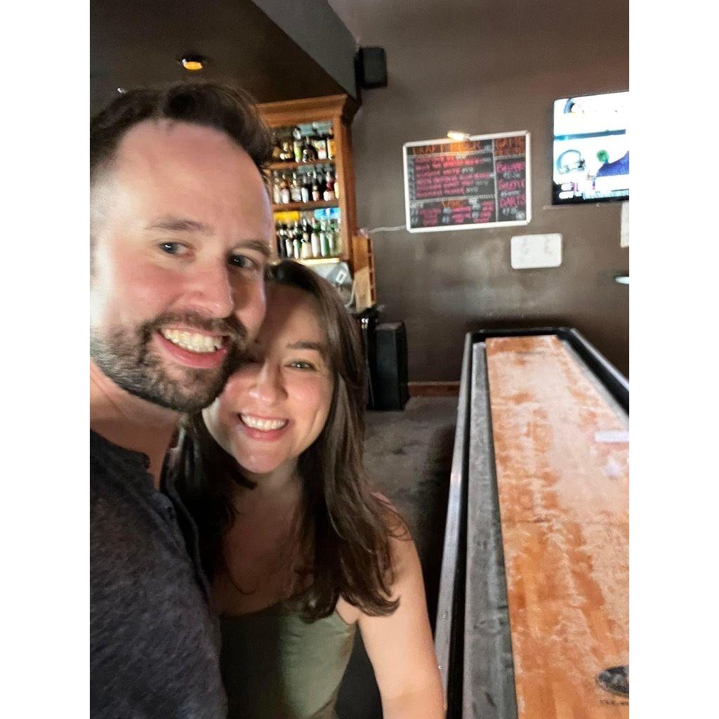 Night out in Durham! Jaci's introduction to table shuffleboard!