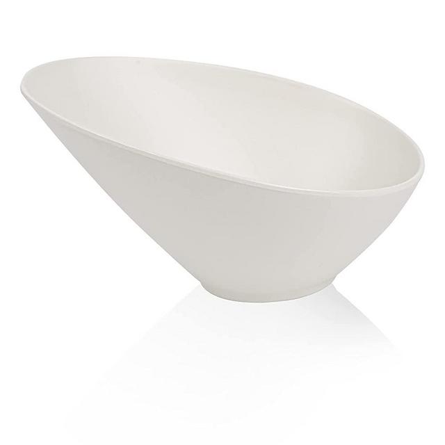 Bamboo fiber Salad Bowls, 4 Packs Serving Bowls Porcelain,compostable 33 Ounce Pasta Bowls, Elegant White Angled Bowls for Salad, Pasta, Soup, Prep, Ideal for Home and Restaurant (White, 9.5Inch)