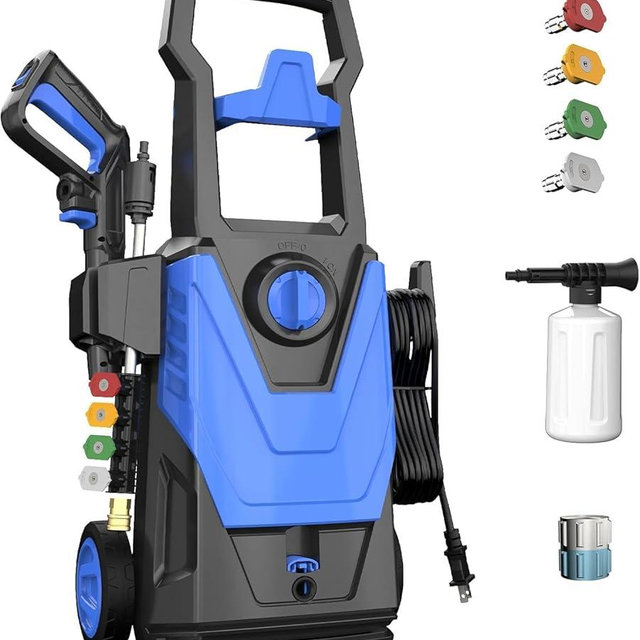 SEN-QII Electric Pressure Washer - 5000PSI Max 3.2GPM Power Washer Electric Powered with 20FT Hose, 4 Nozzles, Foam Cannon, Power Washer for Cars, Patios, Driveways