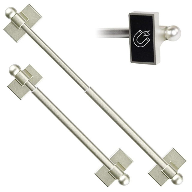 TidyFriend Magnetic Towel Holder for Refrigerator - 2 Pack Adjustable Towel Holder, Magnetic Towel Bar for Fridge, Kitchen Stove, Oven, Dishwasher, Sink Laundry Washing Machine (Classic Silver)