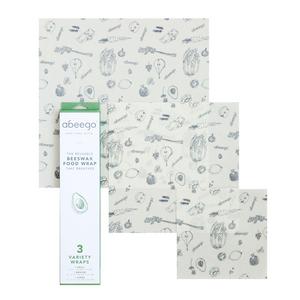 Abeego, The Original Beeswax Food Storage Wrap - Set of Three