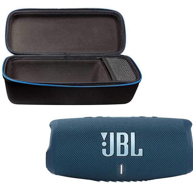 JBL Charge 5 Portable Waterproof Wireless Bluetooth Speaker Bundle with divvi! Protective Hardshell Case - Blue