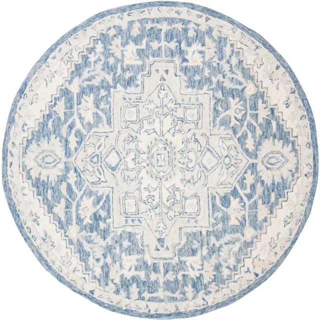 Micro-Loop MLP503 Hand Tufted Area Rug - Blue/Ivory - 3' round - Safavieh.