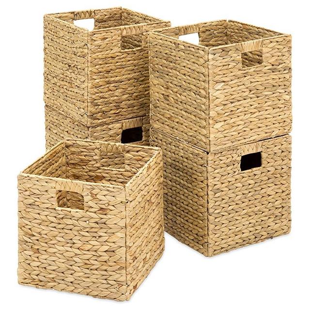 Best Choice Products Set of 5 Foldable Handmade Hyacinth Storage Baskets w/Iron Wire Frame