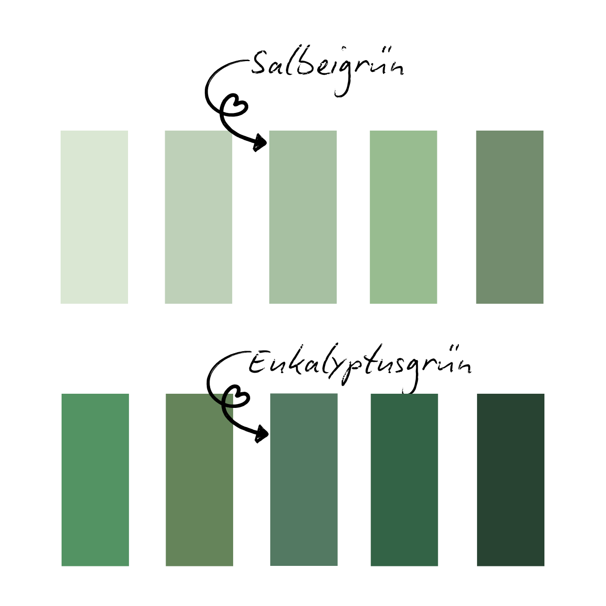 Farbpalette Salbeigrün & Eukalyptusgrün