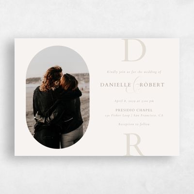 Beige Landscape Wedding Invitation - Damon Photo