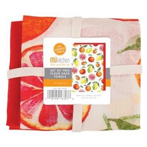 MU Kitchen - Kitchen Towel White Red And Orange Set of 2 - Mu Kitchen