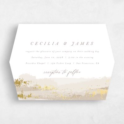 Brown Diamond Wedding Invitation - Ione Landscape Foil