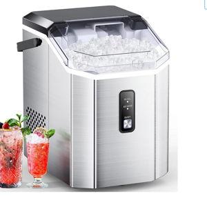 34lbs Portable Countertop Nugget Ice Maker, One-Touch, Auto-Clean, Basket/Scoop