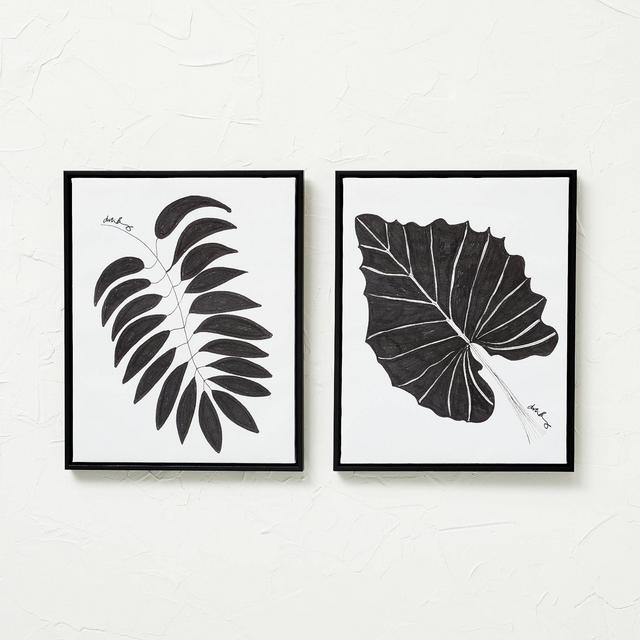 16" x 20" Leaf Duo Framed Canvases Black - Opalhouse™ designed with Jungalow™