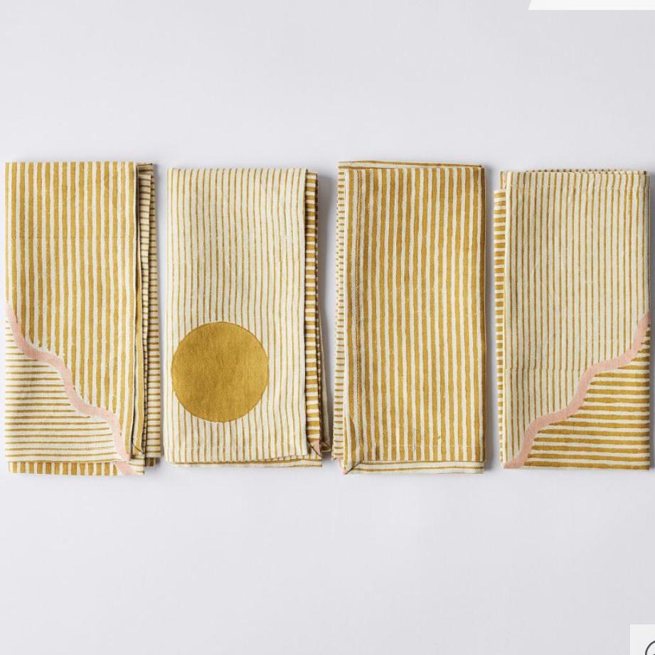 Hand Block Printed Napkins (Set of 4) - OCHRE