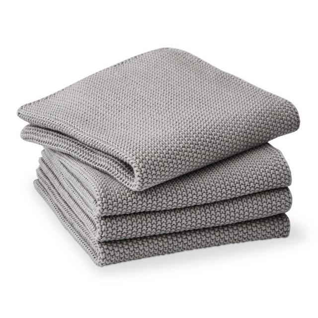 Knitted Dishcloth, Set of 4, Drizzle