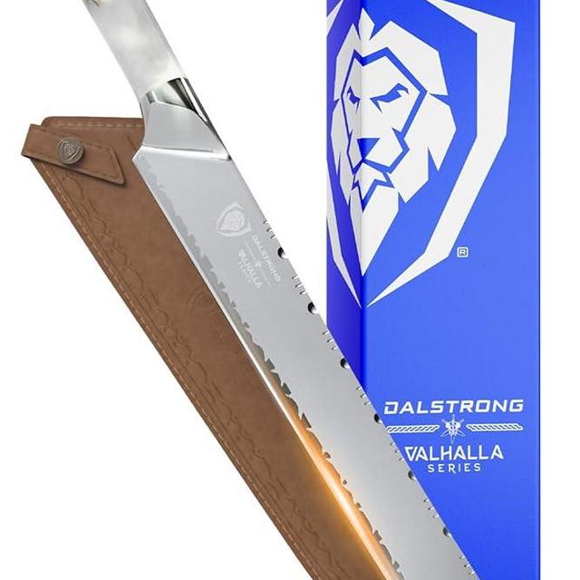 Dalstrong Slicing Knife - 12 inch Slicer - Valhalla Series - 9CR18MOV HC Steel - White Resin & Wood Handle - Razor Sharp Kitchen Knife - Carving Knife - BBQ, Brisket Knife - w/Leather