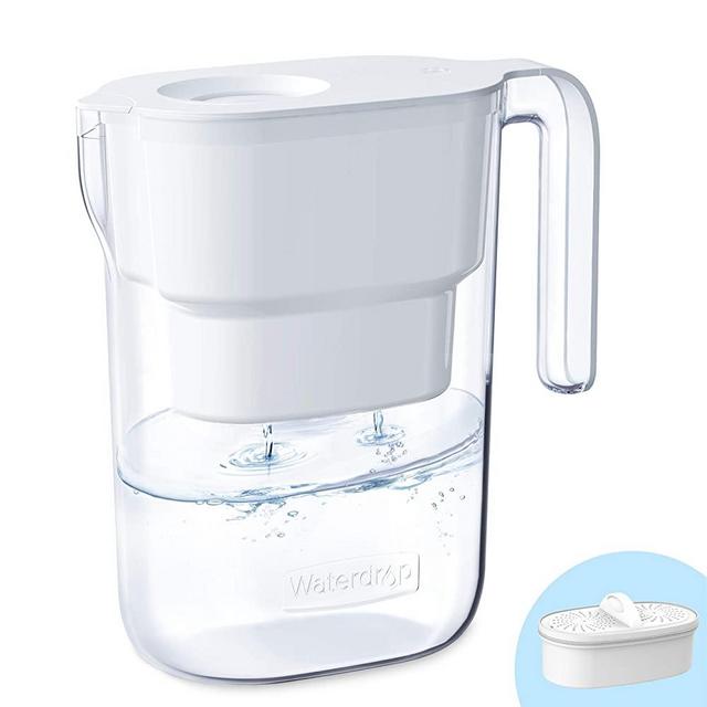 Waterdrop 5-Cup Water Filter Pitcher with 1 Filter, Long-Lasting (200 gallons), 5X Times Lifetime Filtration Jug, Reduces Lead, Fluoride, Chlorine and More, BPA Free, White, Model：WD-PT-05W