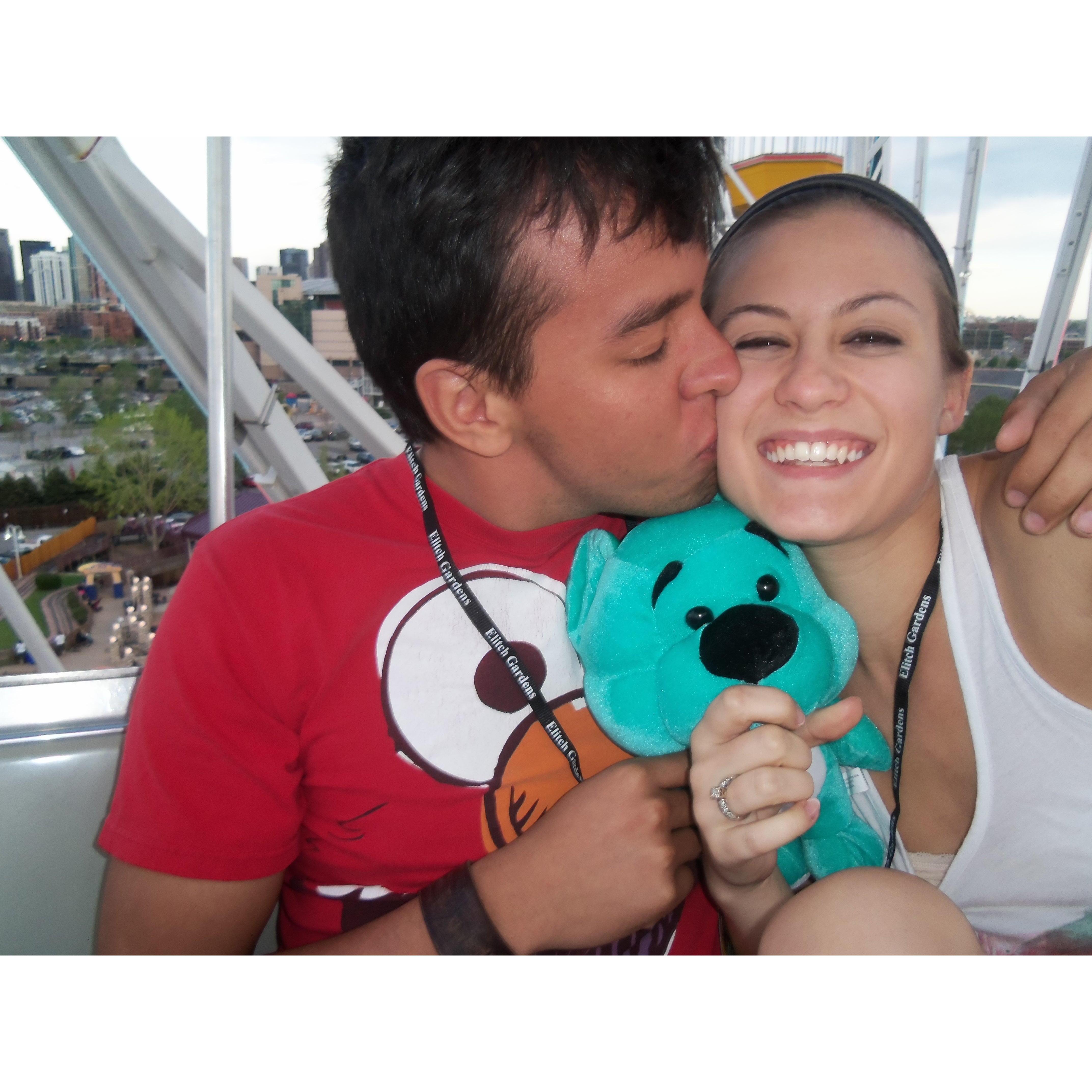Tony did his boyfriend duty and won Ali a bear at Elitch's on their 1st anniversary. She named him Anthony, Jr.