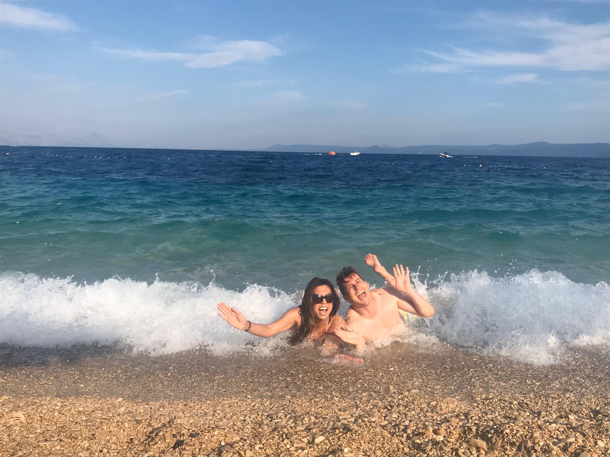 Fun in the water on the island of Brac in Croatia