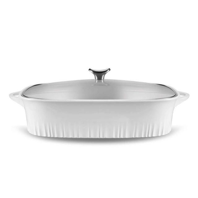 CorningWare 5.7qt Cast Aluminum Roaster with Lid White