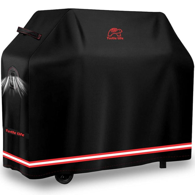 Turtle Life BBQ Grill Cover, 64 Inch Heavy Duty Waterproof 4-6 Burner Barbecue Gas Grill Covers for Weber Genesis Char-Broil Deluxe Royal Gourmet GA Series, Black