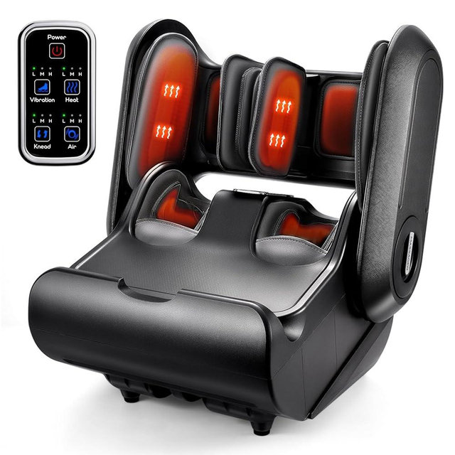2 in 1 Shiatsu Foot Massager Machine, Foot and Calf Massager with Adjustable Heat, Deep Kneading Therapy, Vibration, Compression, for Plantar Fasciitis, Neuropathy, Gifts for Women Man, up to Size 14