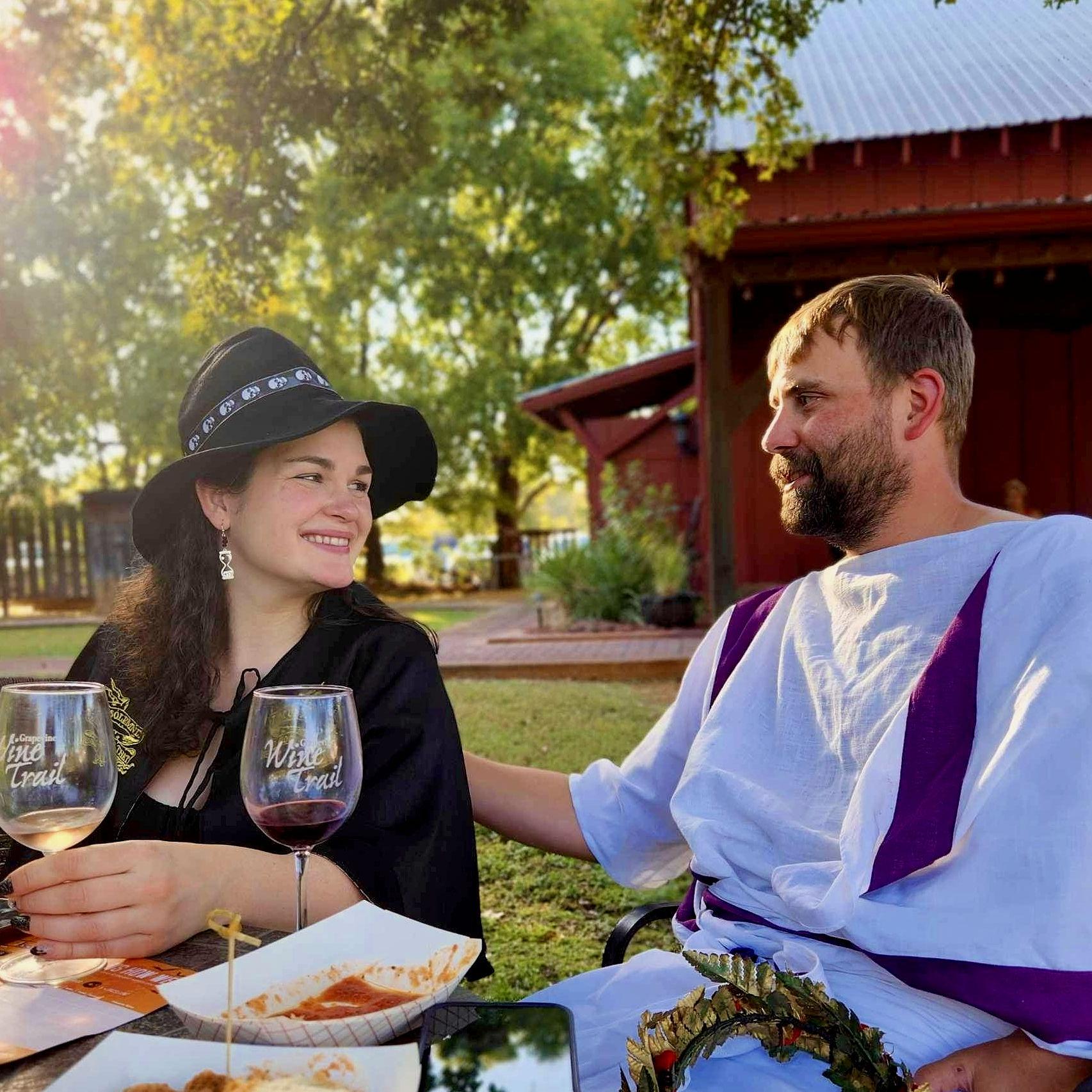 Carley's favorite photo of us, our first wine walk in Grapevine