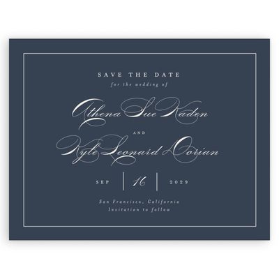 Grayed Navy, Blue Wedding Digital Save the Date - Perseus Landscape