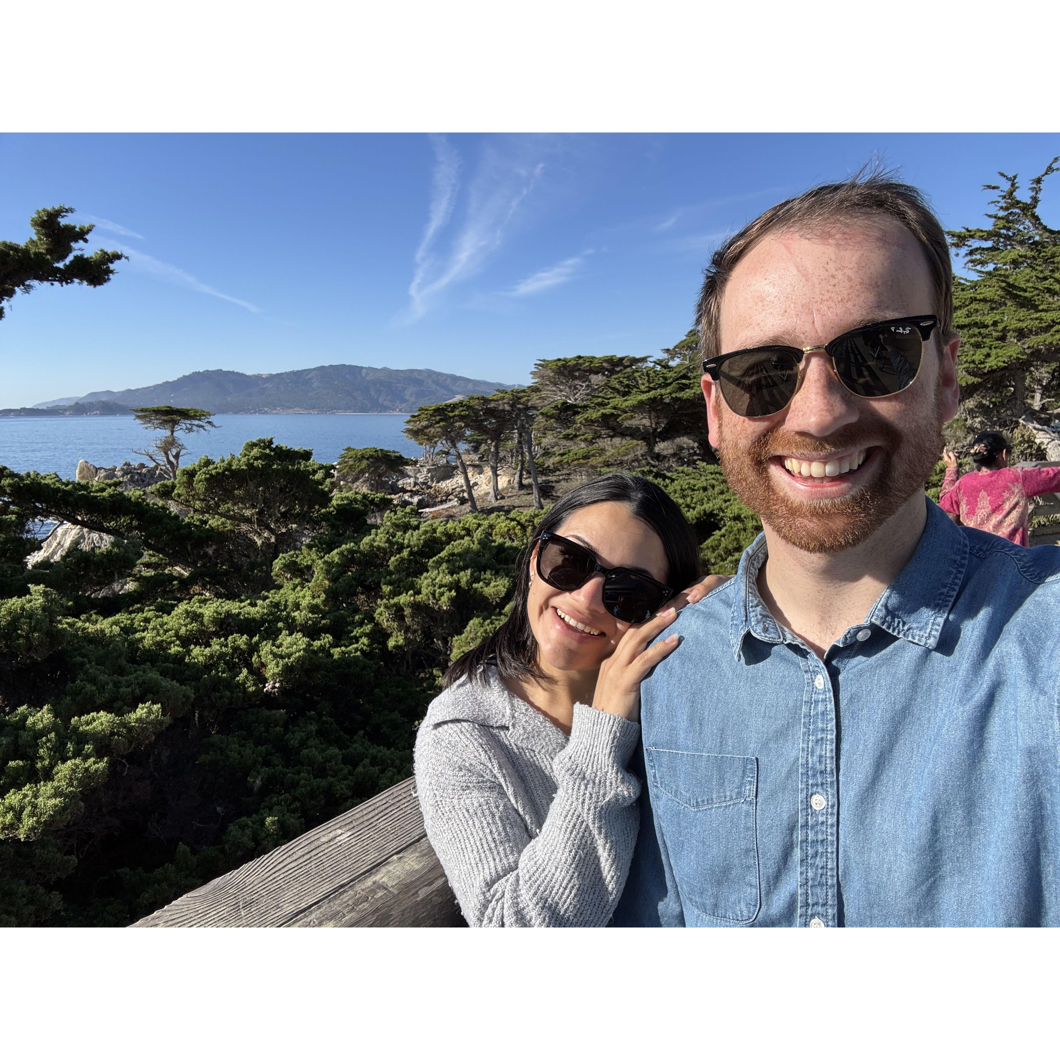 Biking the iconic 17-Mile Drive in Carmel, then capping the day with a cold beer and clam chowder—pure coastal bliss with my love! 😌💫