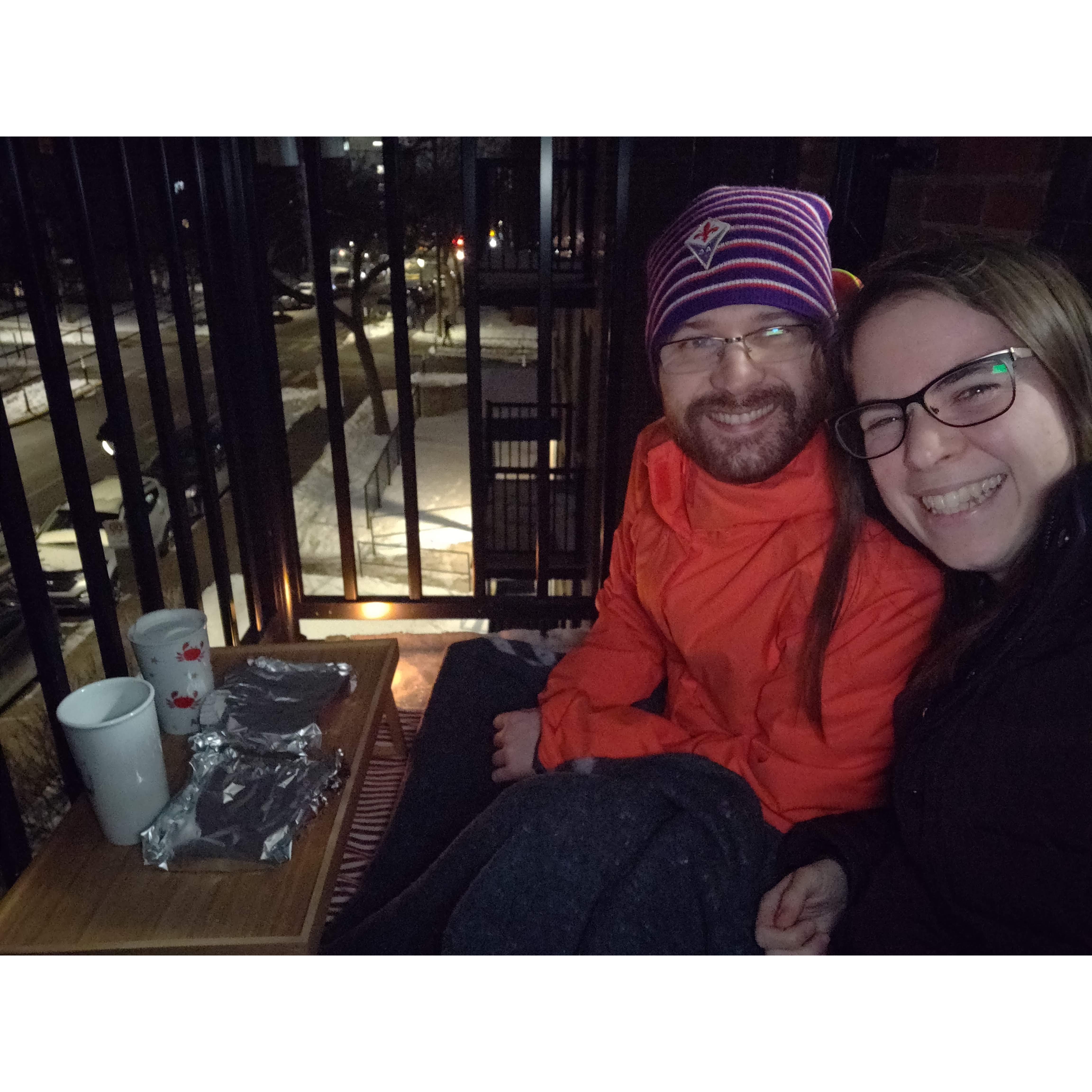 Probably one of our favourite dates: winter picnic on the balcony! (January 2021)