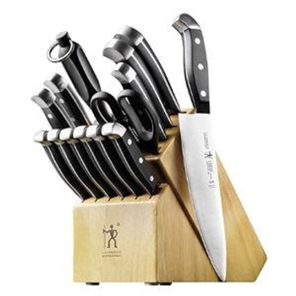 HENCKELS Premium Quality 15-Piece Knife Set with Block, Razor-Sharp, German Engineered Knife Informed by over 100 Years of Masterful Knife Making, Lightweight and Strong, Dishwasher Safe