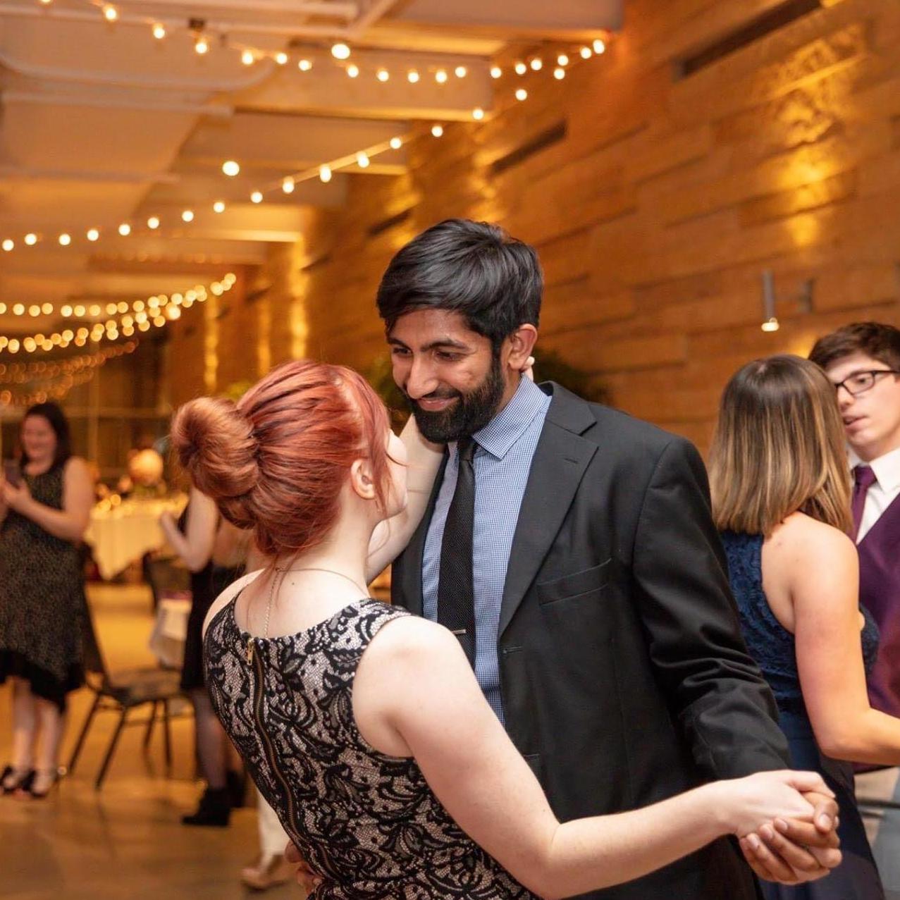 Dancing away at our first wedding together. (friends wedding March 2019)
