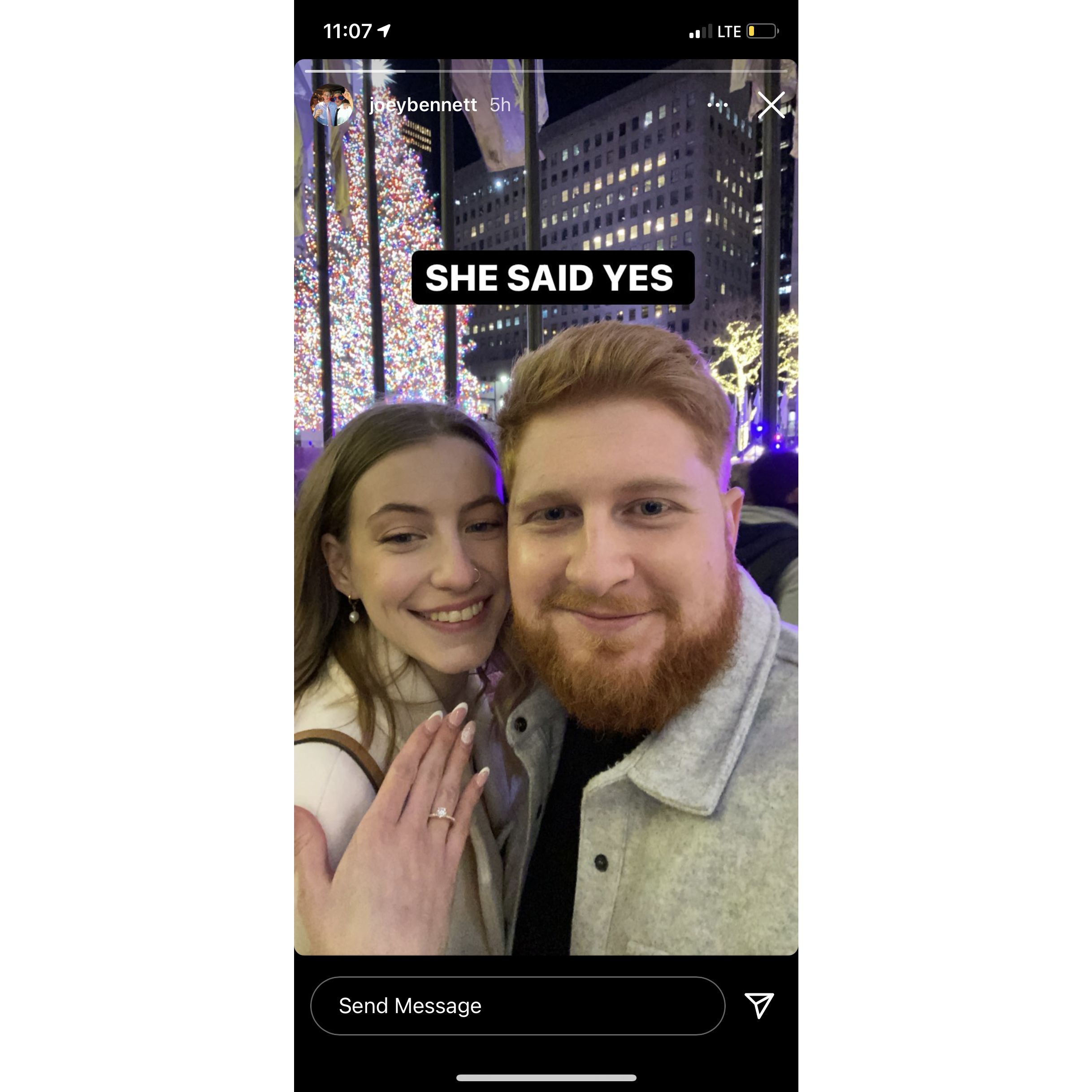 Joey proposed under the Rockefeller Center Christmas tree!
