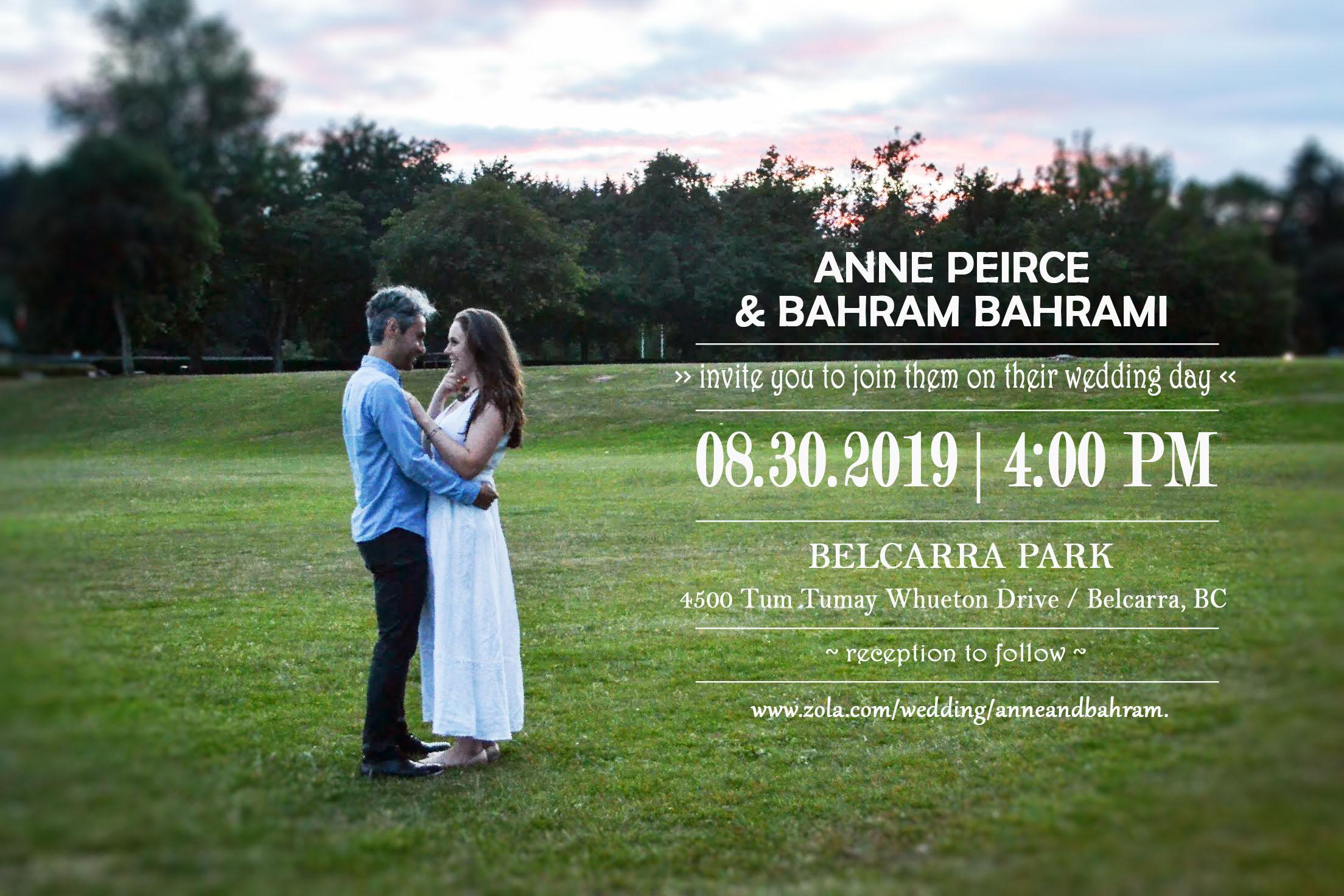 The Wedding Website of Anne Peirce and Bahram Bahrami