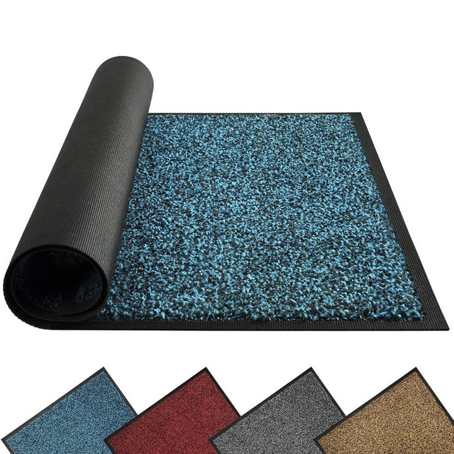 Mibao Front Door Mat, Dirt Trapper Welcome Mat for Outdoor Indoor, Non-Slip Waterproof Doormat, Durable Machine Washable Low Profile Entry Rug for Back Door Outside Patio Porch, 48" x 24", Blue