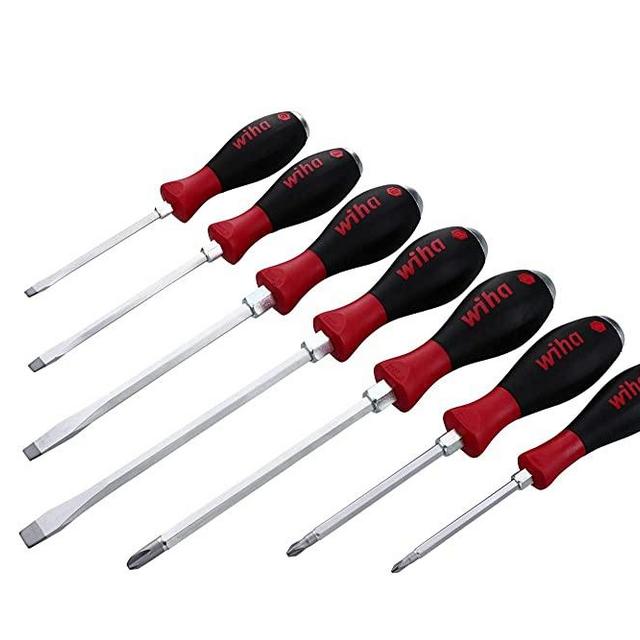 Wiha 53097 Screwdriver Set, Slotted and Phillips, Extra Heavy Duty, 7 Piece
