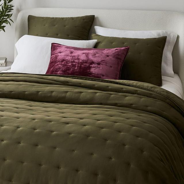Silky TENCEL Crescent Stitch Quilt, King/Cal. King, Dark Olive