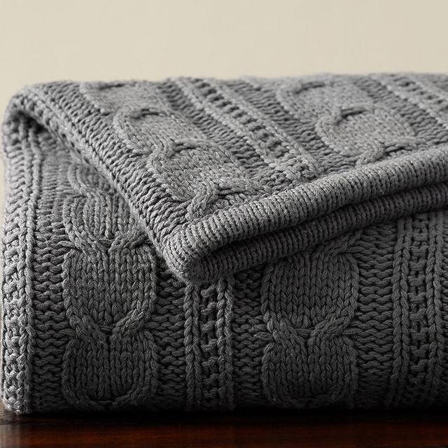 Cozy Cable Knit Throw, 50 x 60", Flagstone Gray