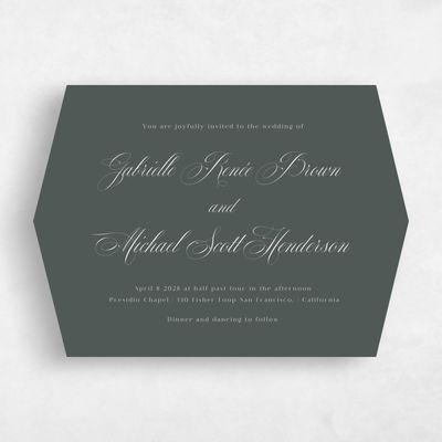 Green Diamond Wedding Invitation - Conques Landscape
