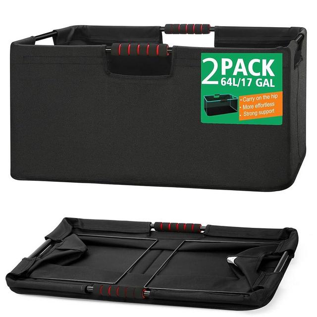 Large Laundry Basket with handle 2 Pack, Laundry Room Organization, 64L Freestanding Laundry Hamper for Family, Waterproof Foldable Basket and Collapsible Tall Clothes Hamper to Easy Installation