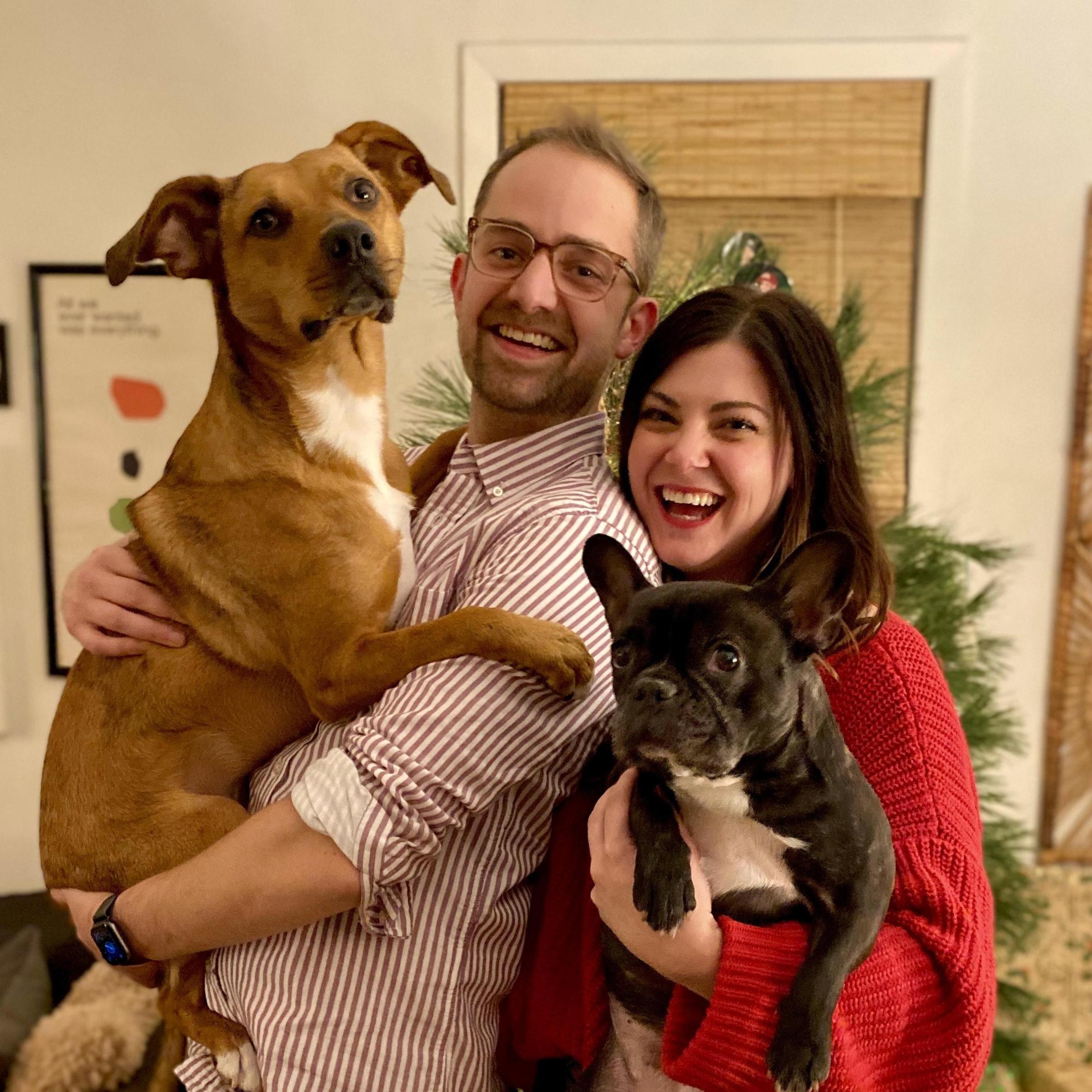 Christmas Eve 2021—Molly, Kirk, Billie and Blue, a few days after the big engagement