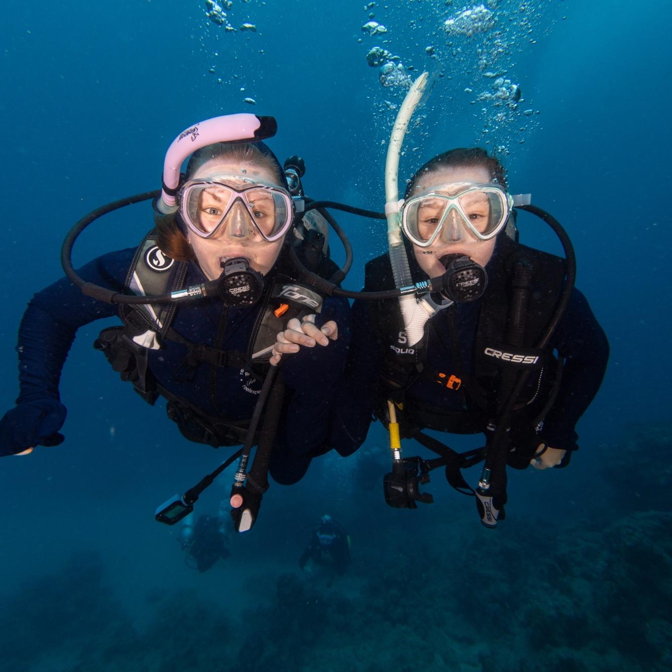 Scuba diving JUST before Jackie proposed.