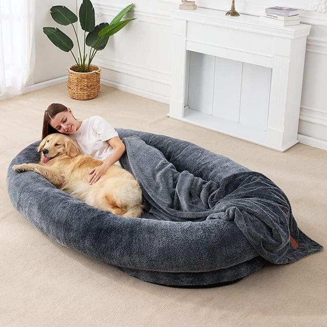 Homguava Large Bean Bag Bed for Humans BeanBag Dog Bed Human-Sized Large Dog Bed for Adults, Pets (Large, Grey)