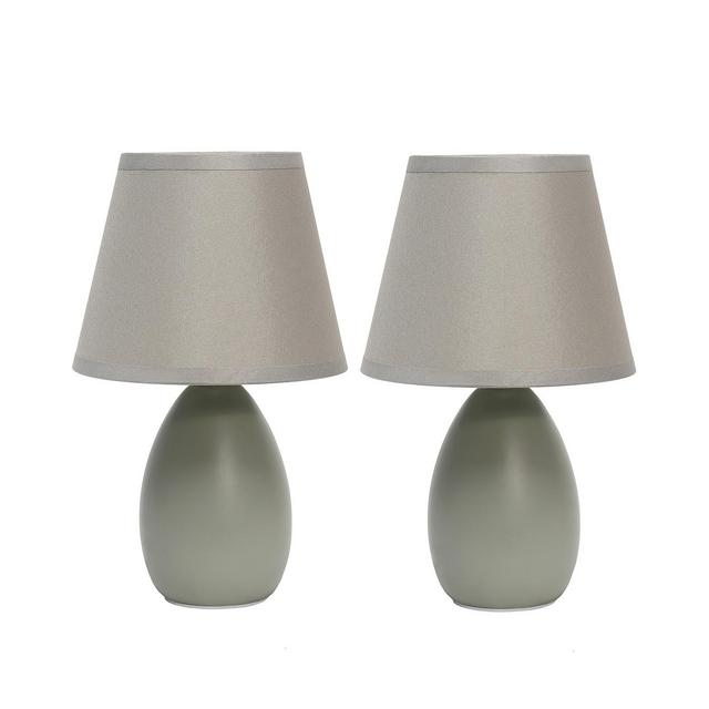 Simple Designs Mini Egg Oval Ceramic Table Lamp 2 Pack Set
