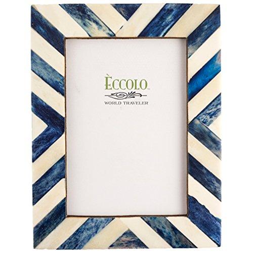 Eccolo Naturals Frame, 5 by 7-Inch, Angled Stripes Blue