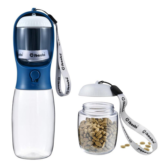 Cibaabo Dog Water Bottle with Food Container, Travel Puppy Water Bowl, Portable Pet Dispenser, Dog Stuff Accessories Items, Puppy Essentials Necessities for Yorkie Chihuahua Cat Walking and Hiking