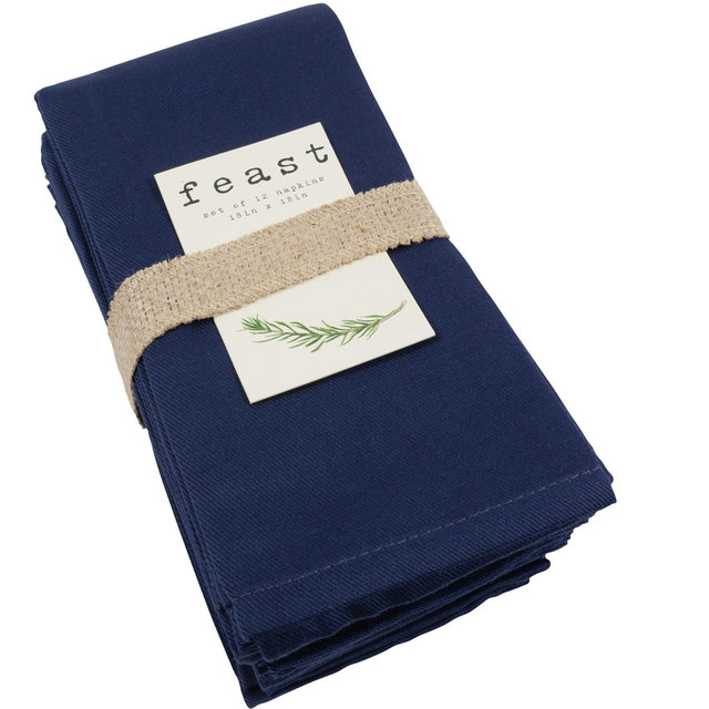 KAF Home Feast Dinner Napkins | Set of 12 Oversized, Easy-Care, Cloth Napkins - Blue